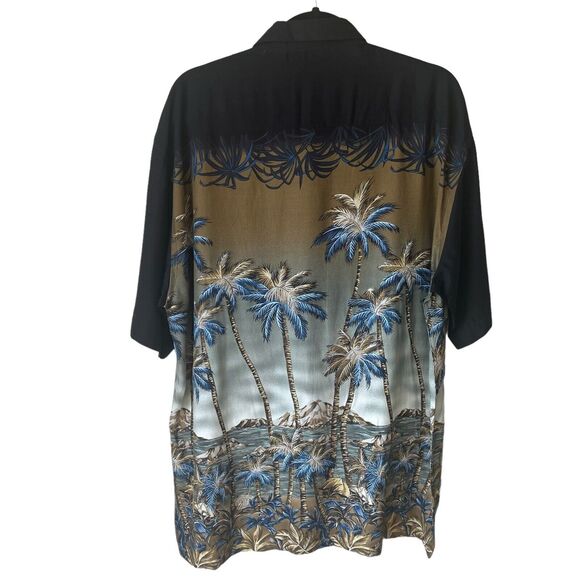 Vintage 90's PIERRE CARDIN Button-Up Casual Shirt Men's Small Black Palm Trees - Picture 2 of 3